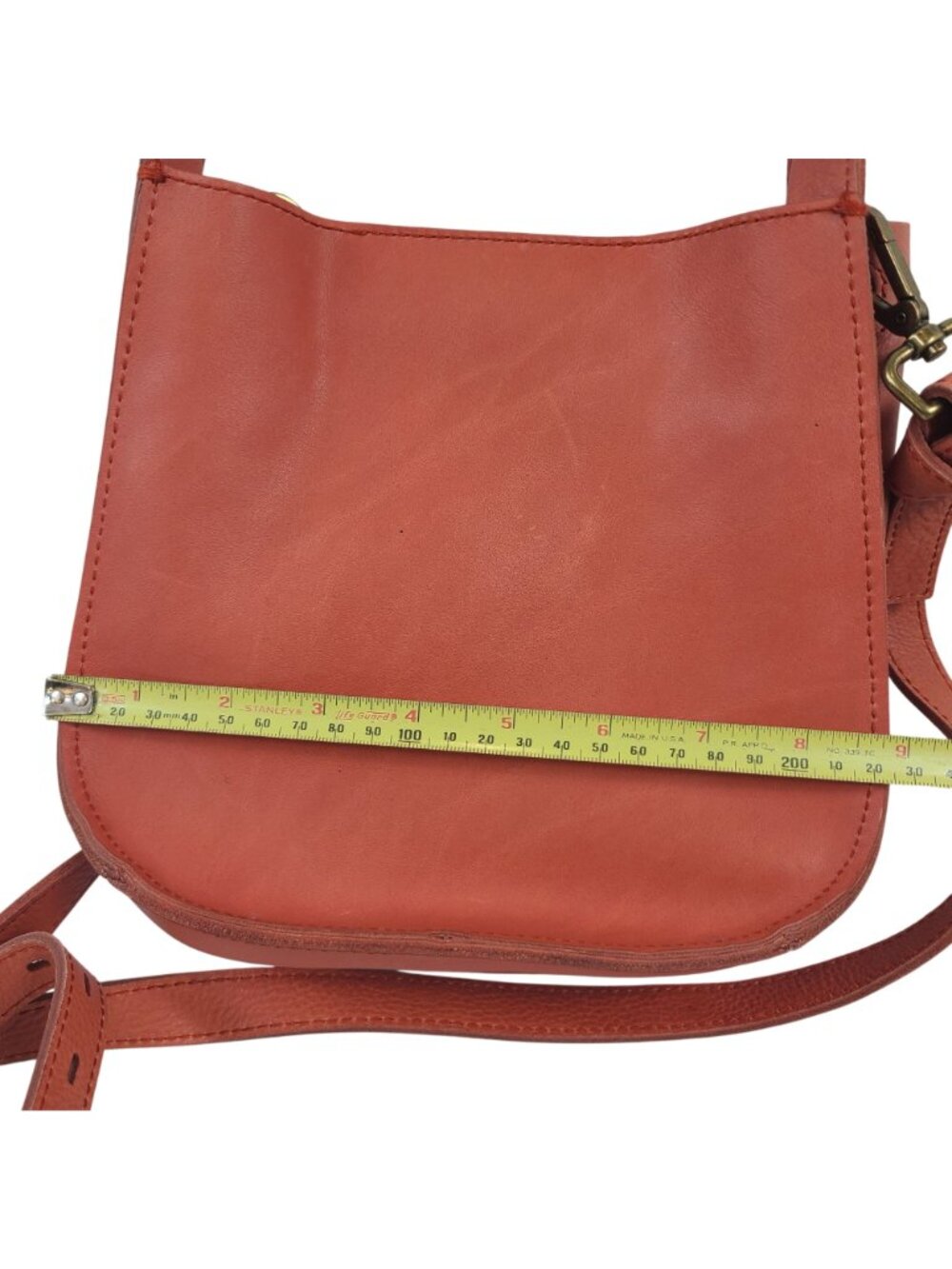 NEW Madewell Small Leather Crossbody Bag In Burnt Orange Brass Hardware - Picture 8 of 9
